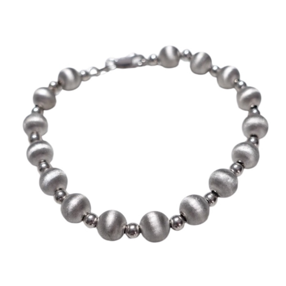 KA 1772 Sterling Silver 925 Matte Silver Beaded
Bracelet Dainty Delicate
